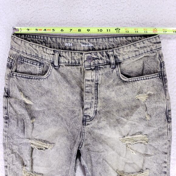 Denim Co Jean Shorts Denim Cotton Mens SZ 34 Blue Yellow VTG 90s Button Fly Y2K - Picture 3 of 12